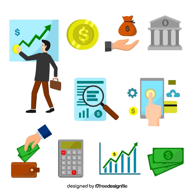 Investment icons set vector