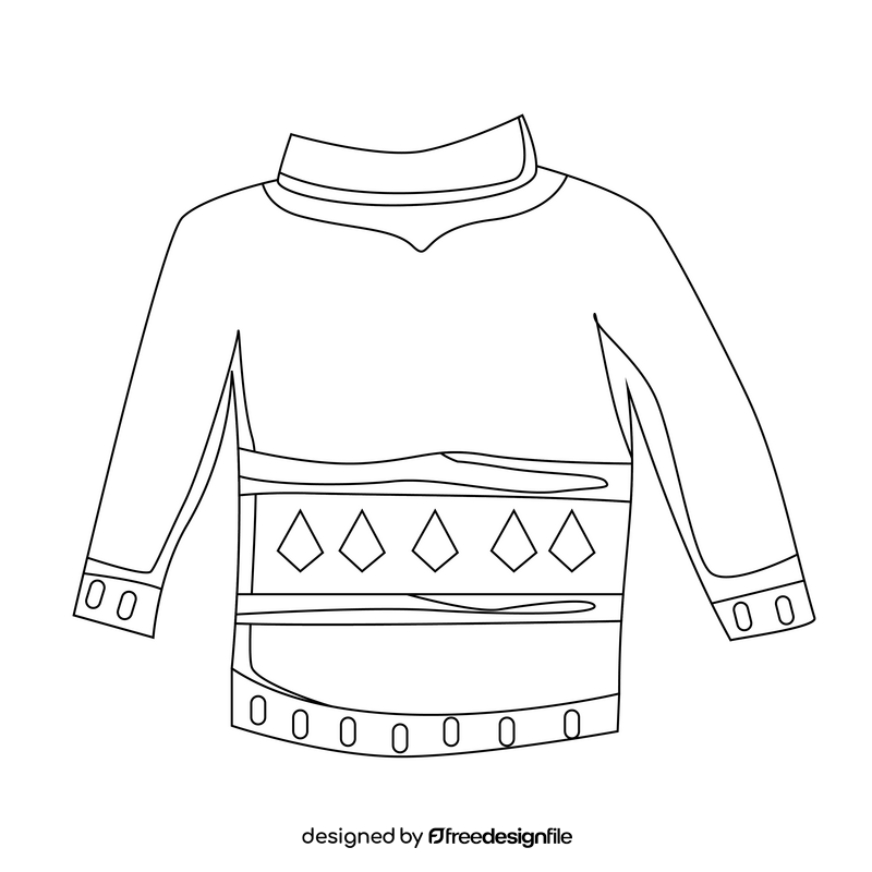 Knitted sweater drawing black and white clipart