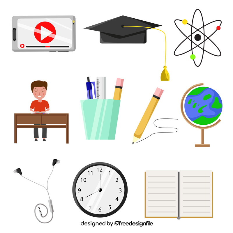 Study and learning icons set vector