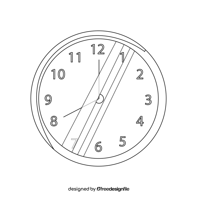 Wall clock drawing black and white clipart