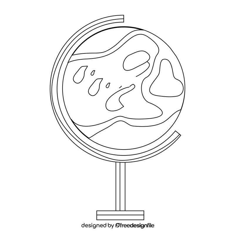 Globe drawing black and white clipart