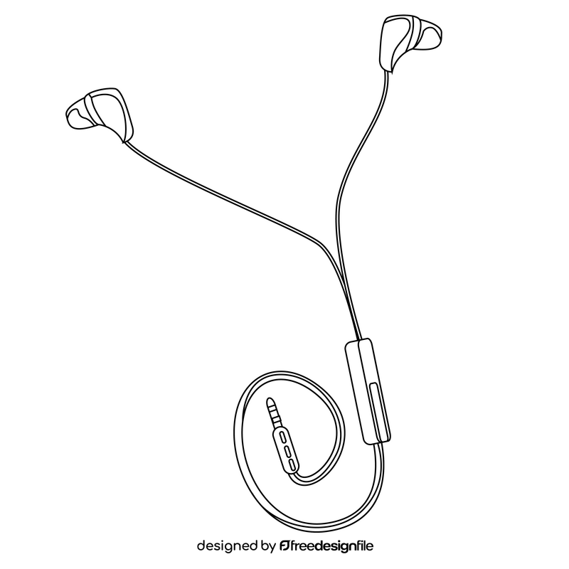 Earphone drawing black and white clipart