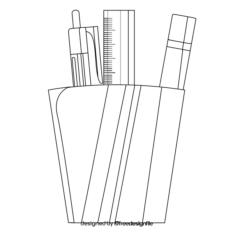 Pen holder drawing black and white clipart