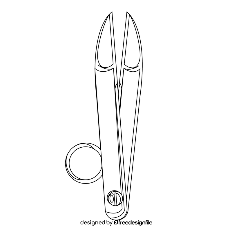 Leather craft scissors drawing black and white clipart