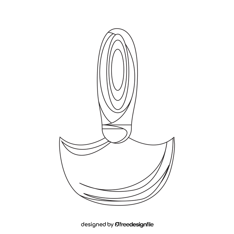 Leathercraft knife drawing black and white clipart