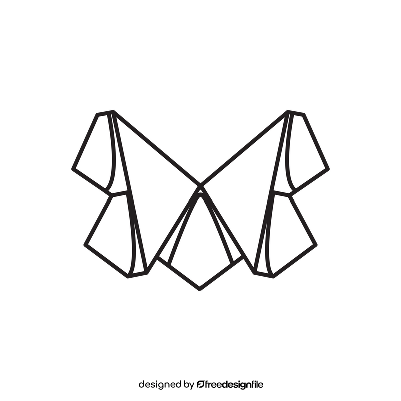 Origami butterfly drawing black and white clipart