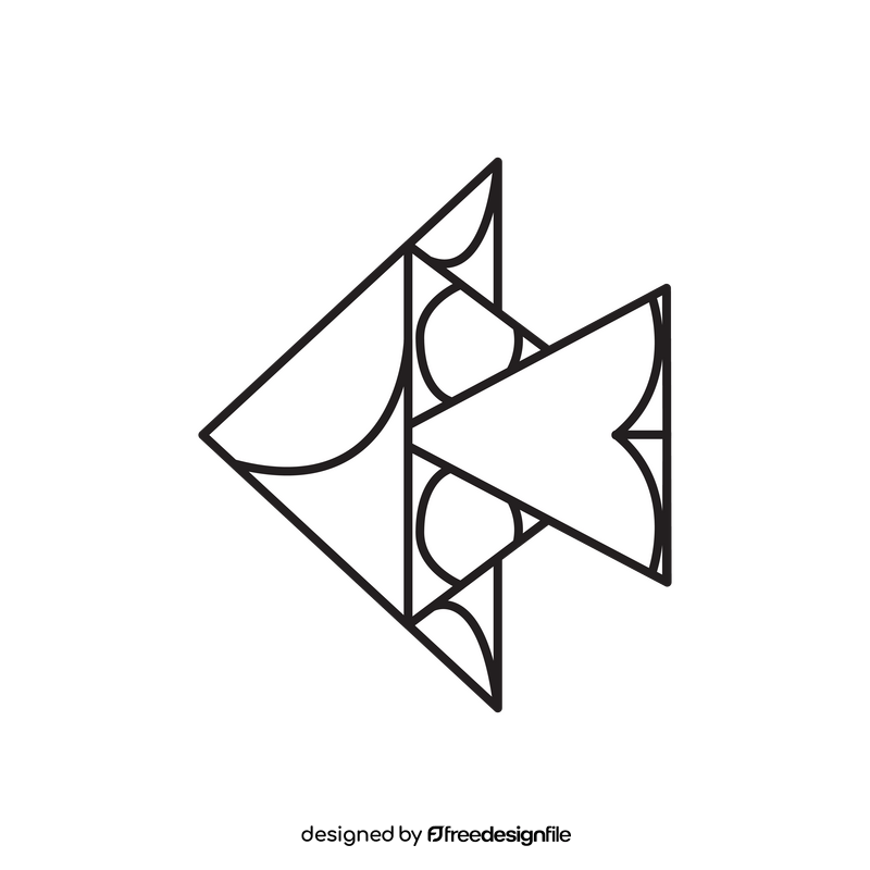 Origami fish drawing black and white clipart