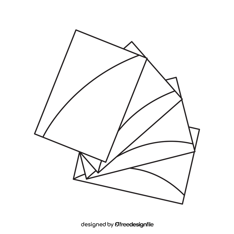 Origami paper sheets drawing black and white clipart
