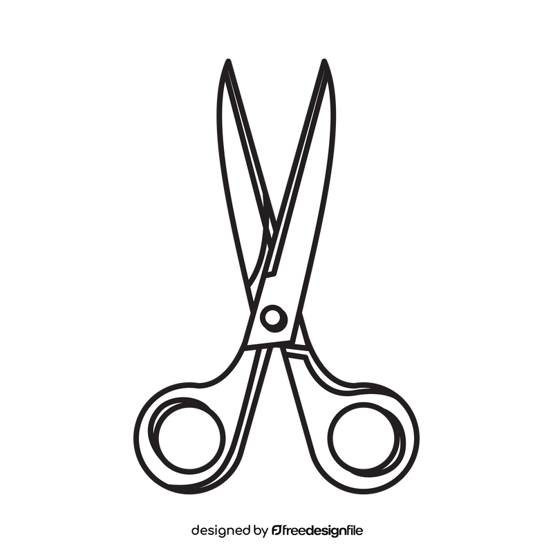 Scissors drawing black and white clipart