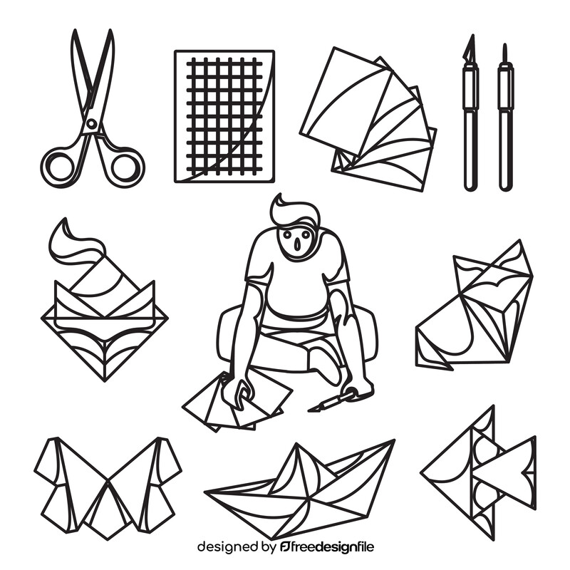 Origami set black and white vector