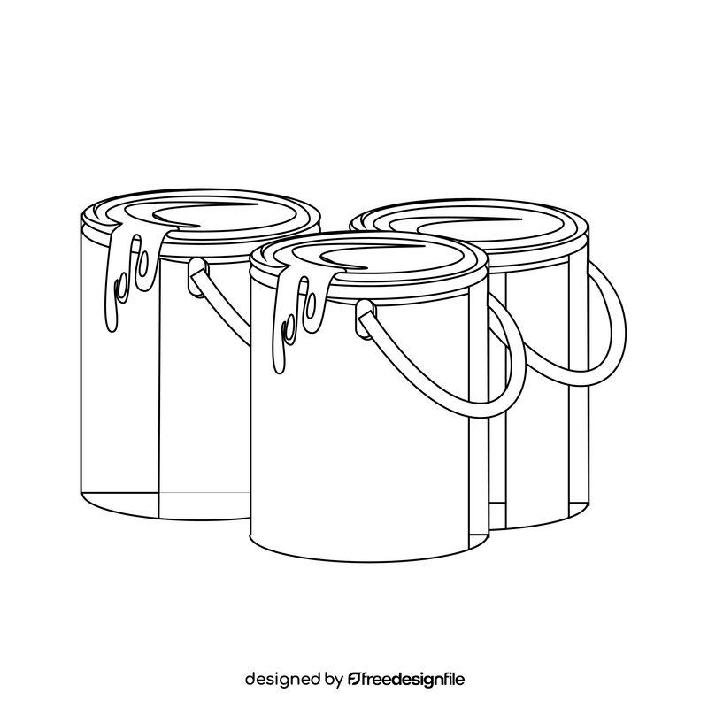 Paint cans drawing black and white clipart