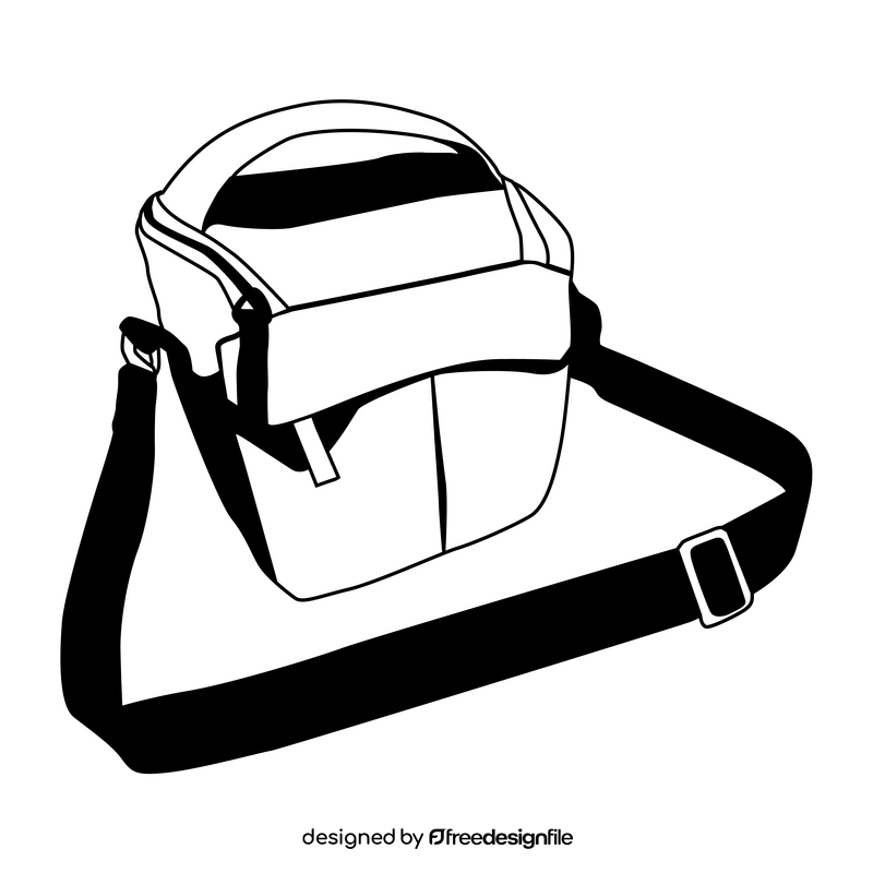 Camera bag black and white clipart