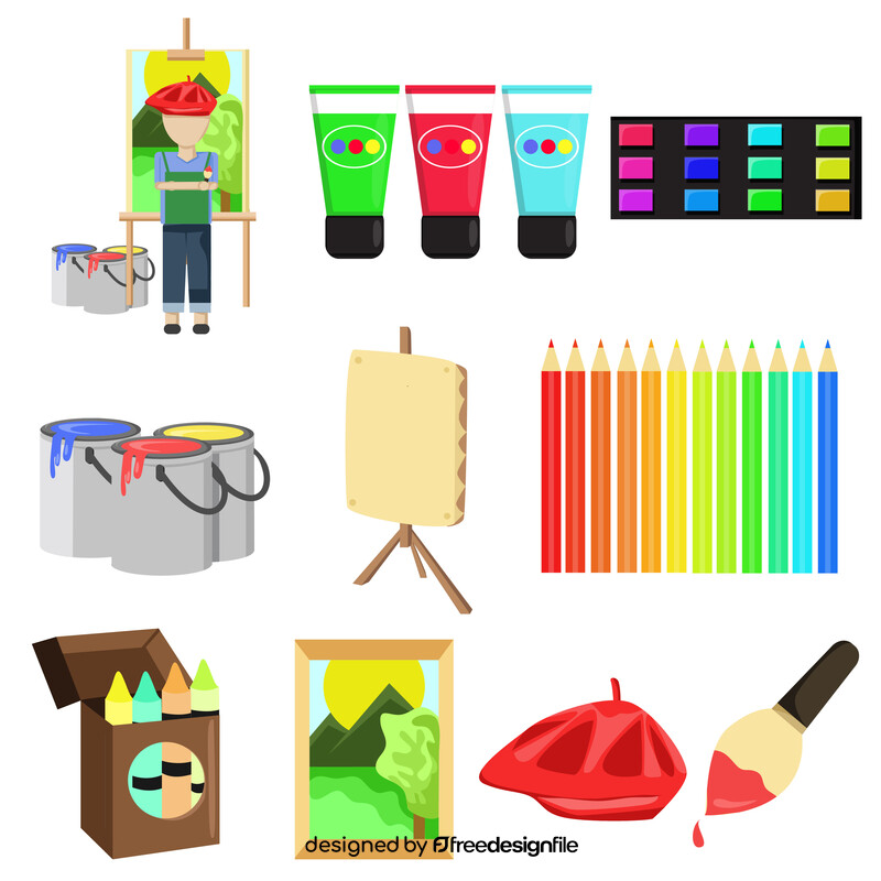 Painting icons set vector