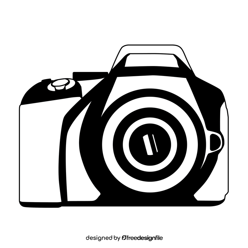 Camera DSLR black and white clipart