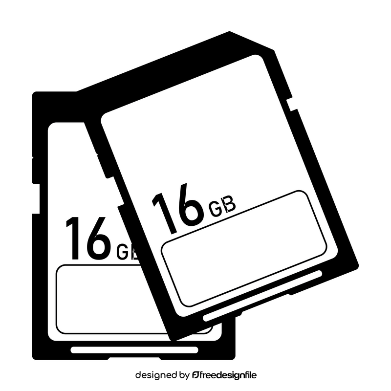 Memory card black and white clipart