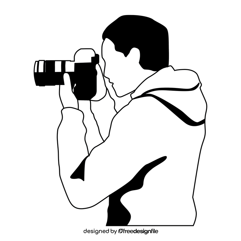 Photographer black and white clipart vector free download