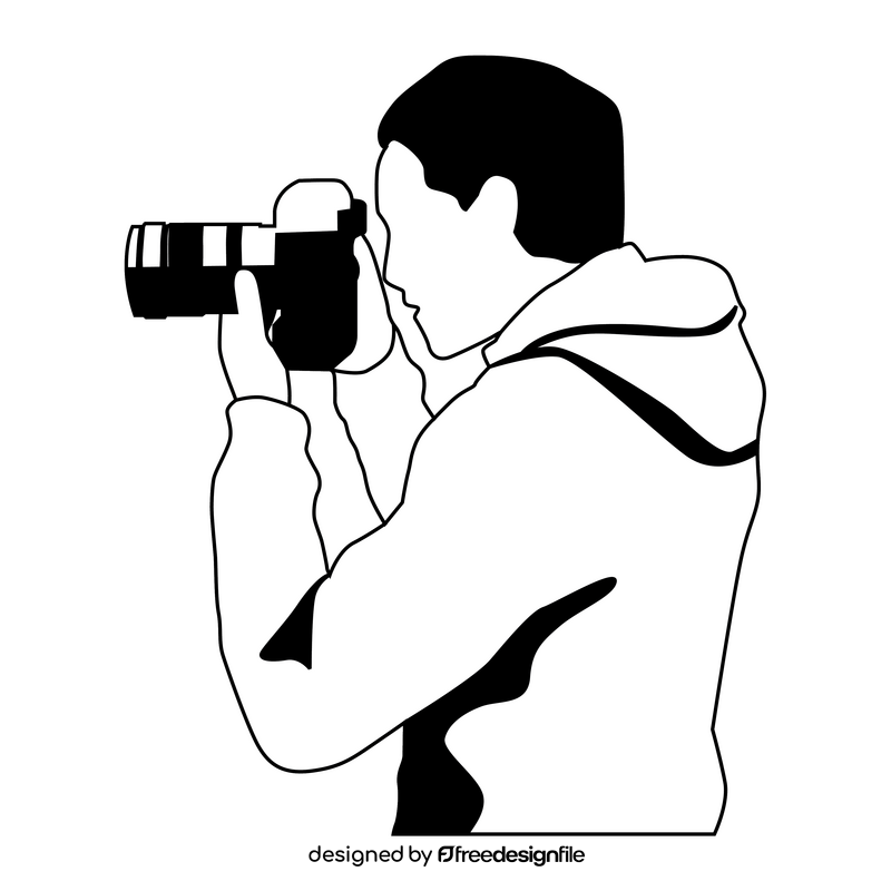 Photographer black and white clipart