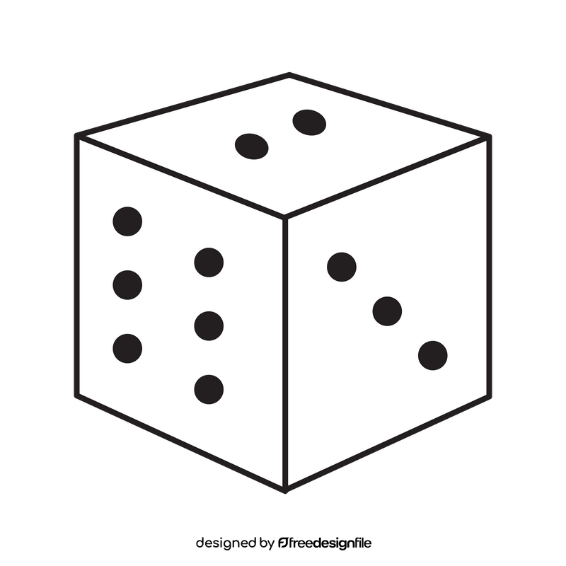 Dice drawing black and white clipart