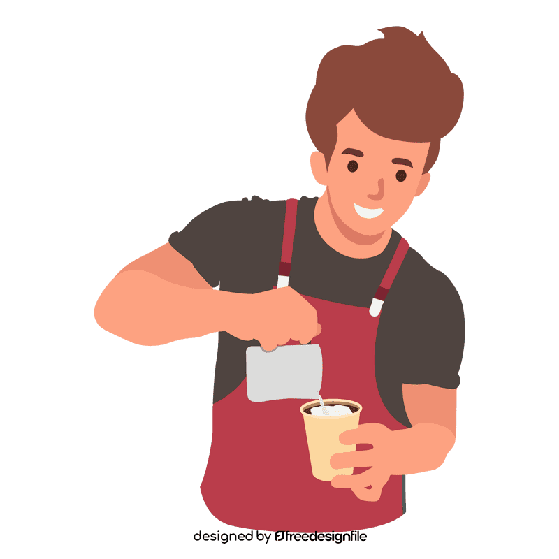 Barista making latte clipart
