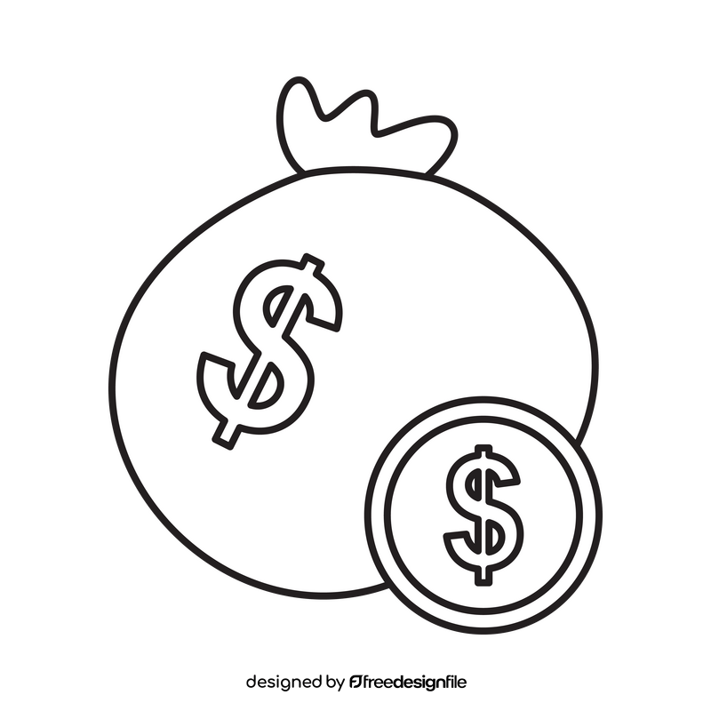 Money drawing black and white clipart
