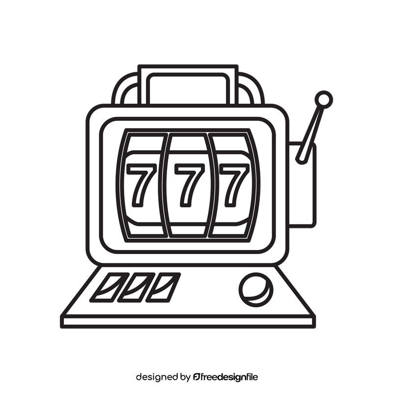 Slot machine drawing black and white clipart