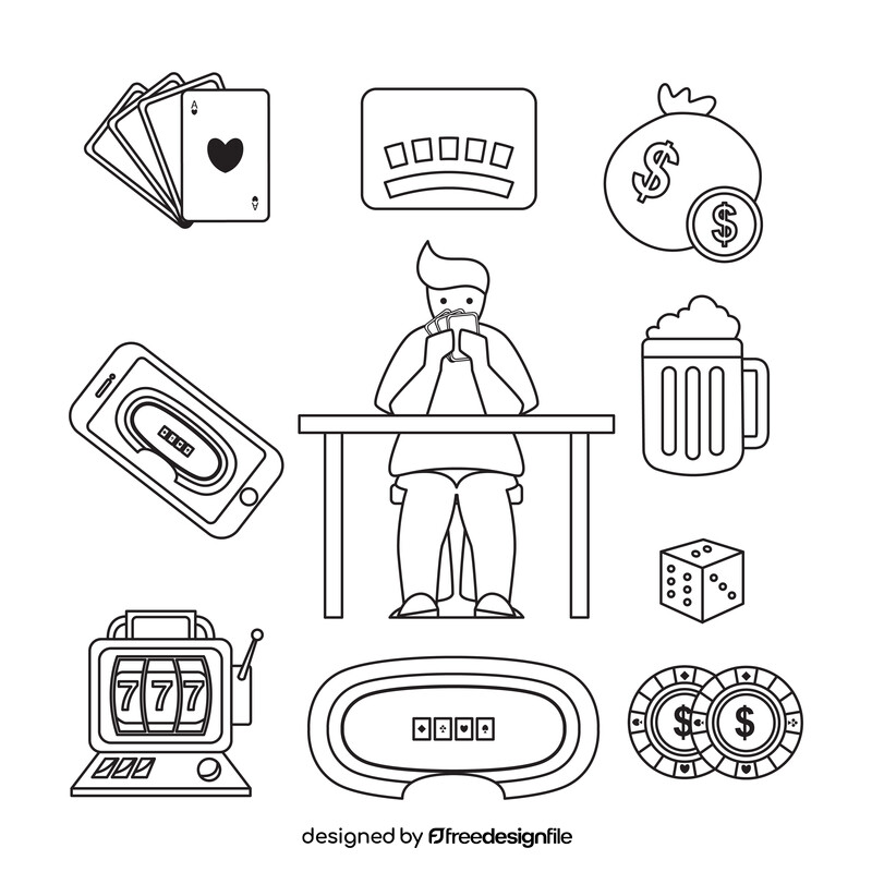 Poker icons set black and white vector