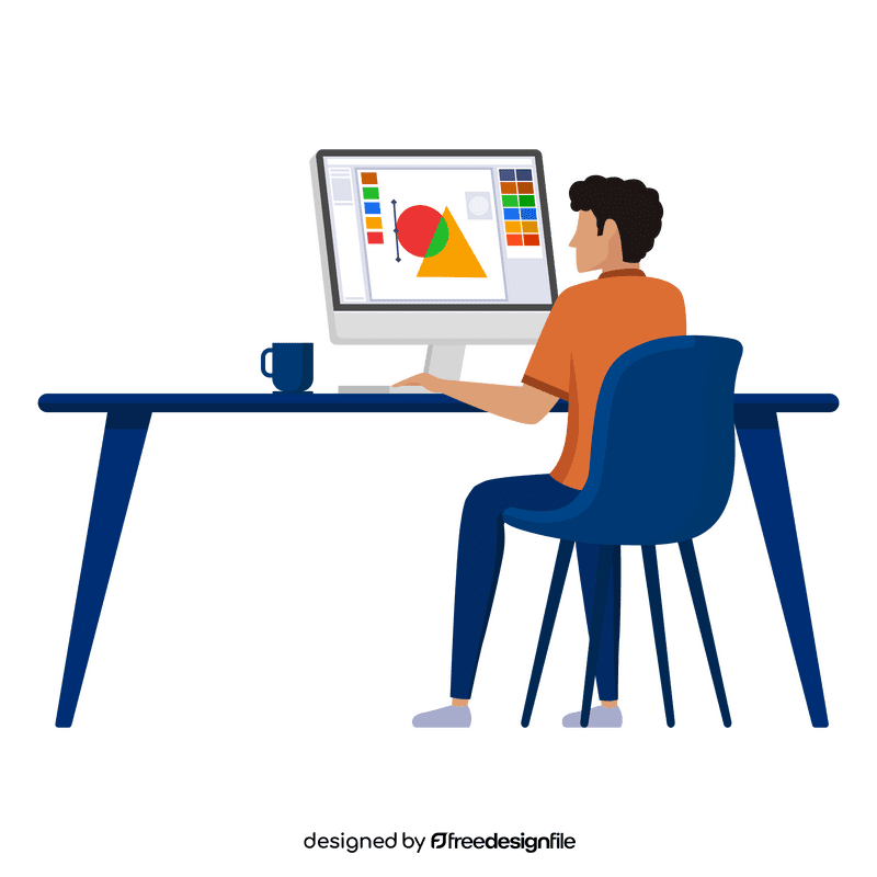 Graphic designer working clipart