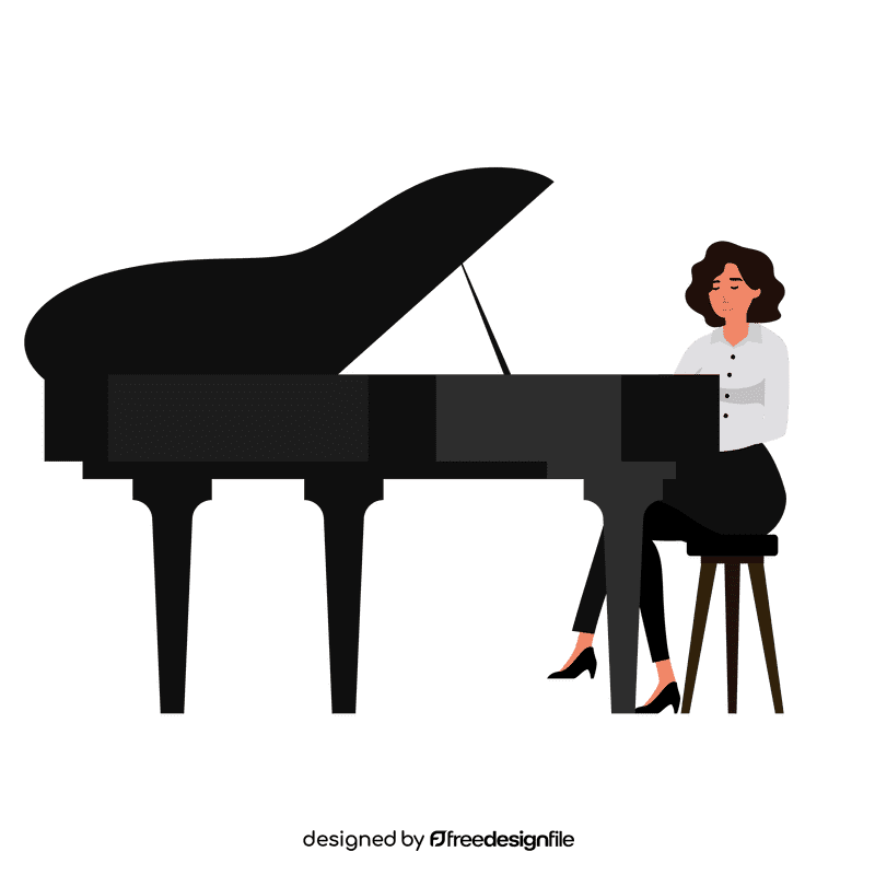 Woman playing piano clipart