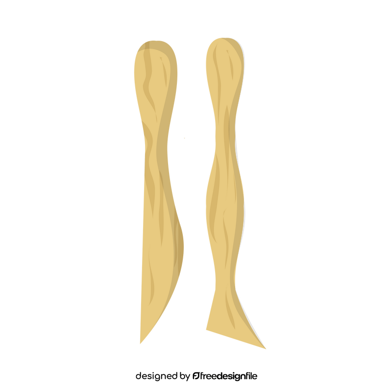 Wooden clay sculpting knife clipart