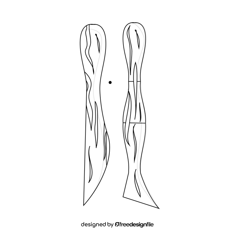 Wooden clay sculpting knife drawing black and white clipart