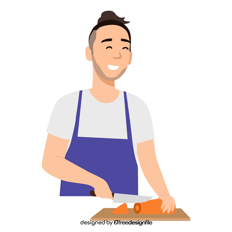 Man chopping carrot clipart