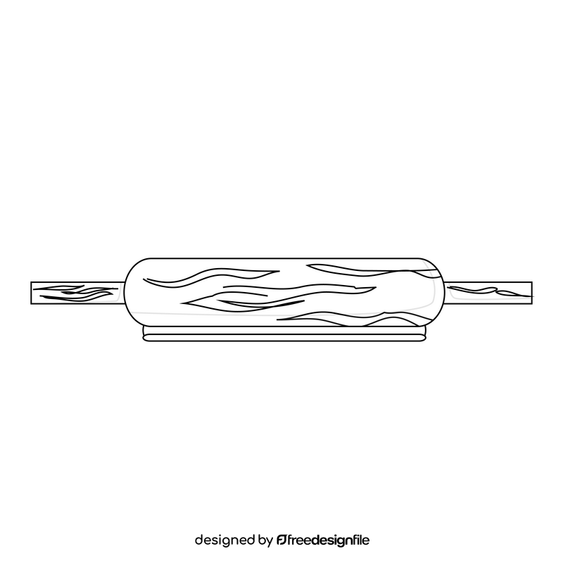 Rolling pin drawing black and white clipart