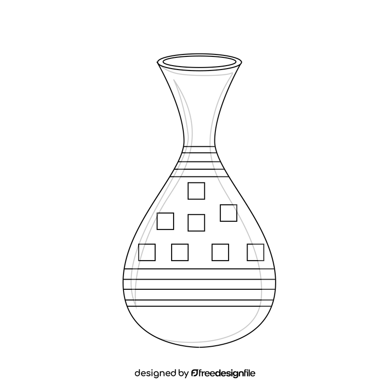 Pottery vase drawing black and white clipart