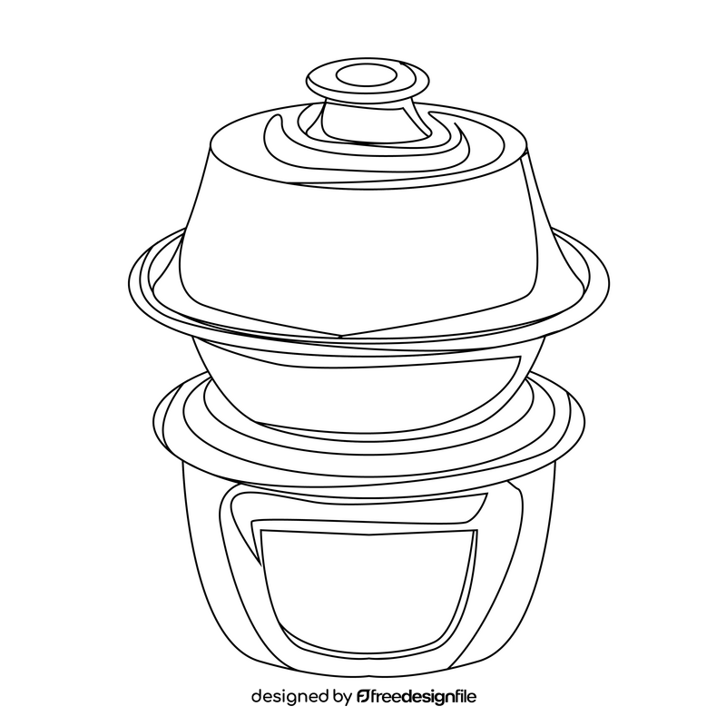 Clay pot drawing black and white clipart