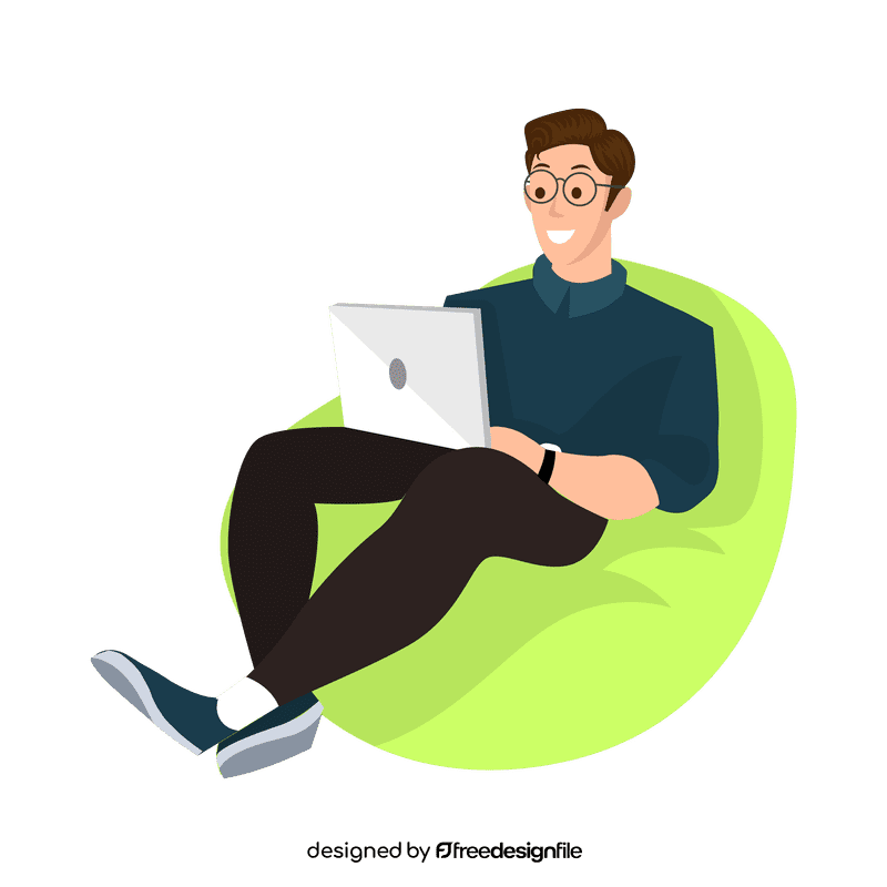 Man working on laptop clipart