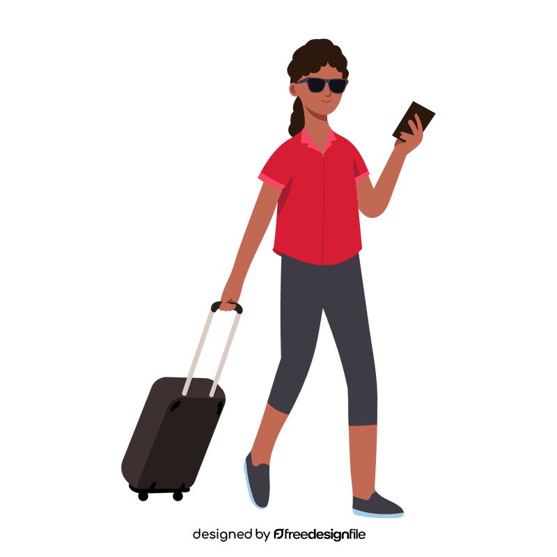 Woman traveller luggage clipart