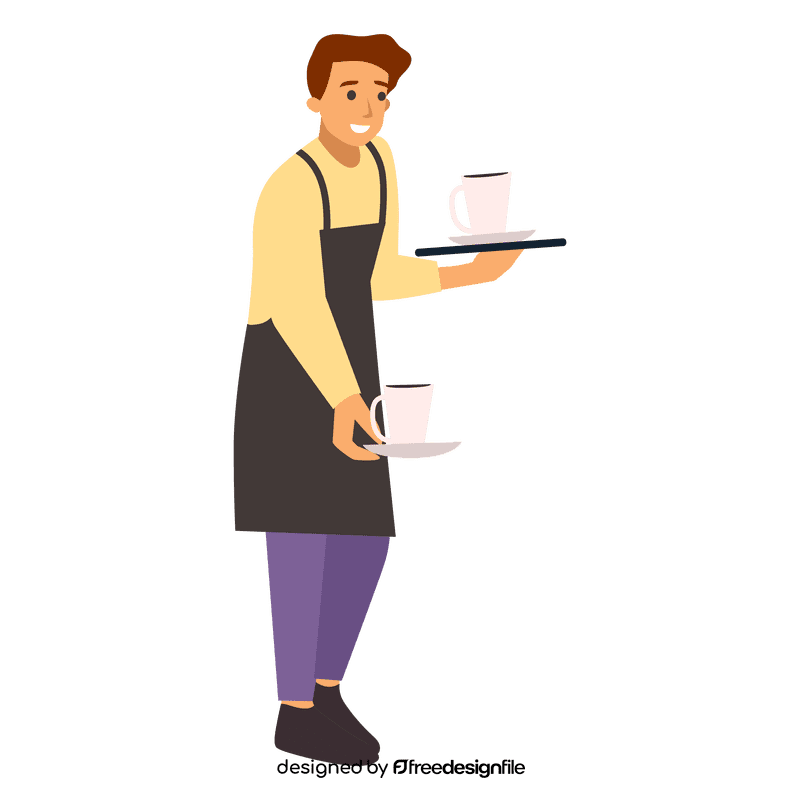 Waiter serving drinks clipart