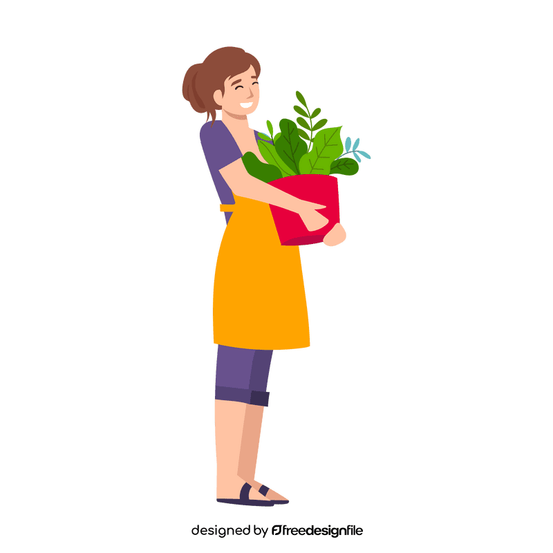 Woman holding pot clipart