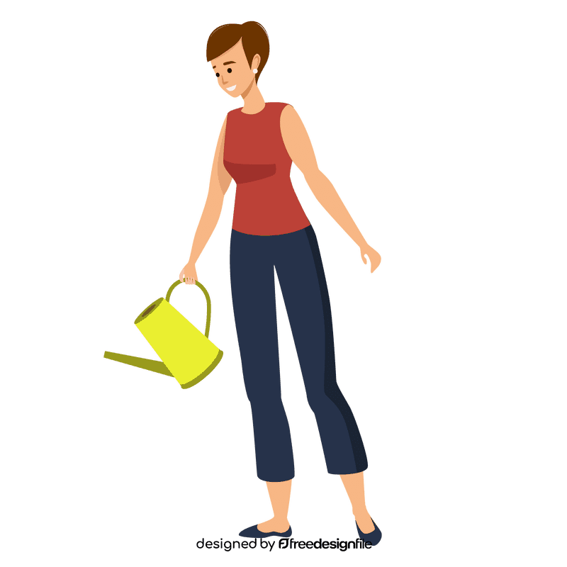 Woman watering plant clipart
