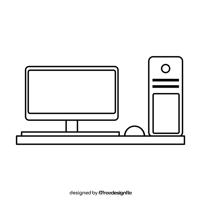 Personal computer drawing black and white clipart