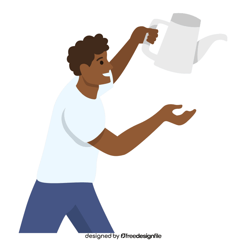 Man watering plant clipart