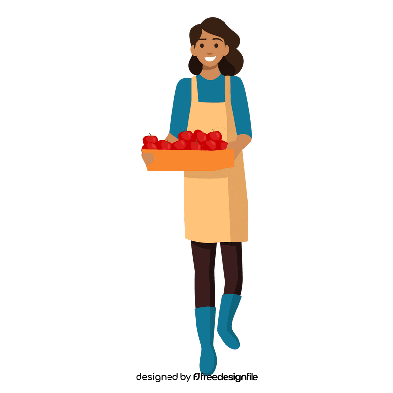Woman harvest apple clipart