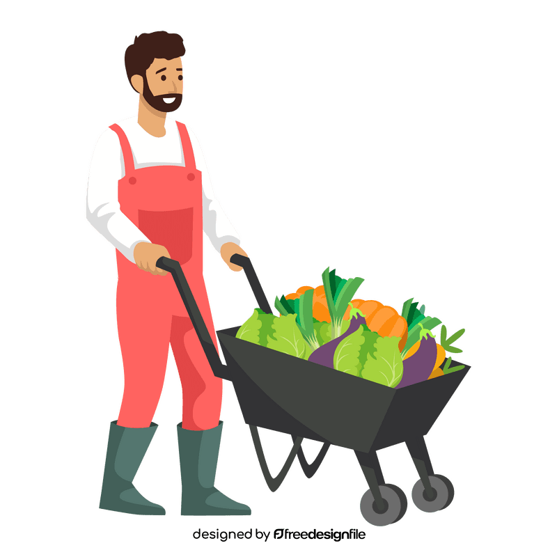 Man pushing vegetables cart clipart