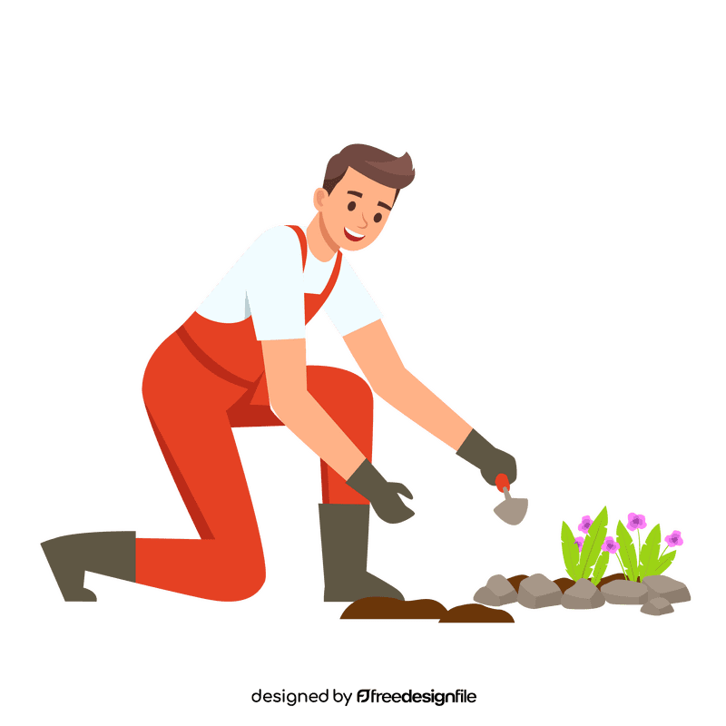 Man planting flower clipart