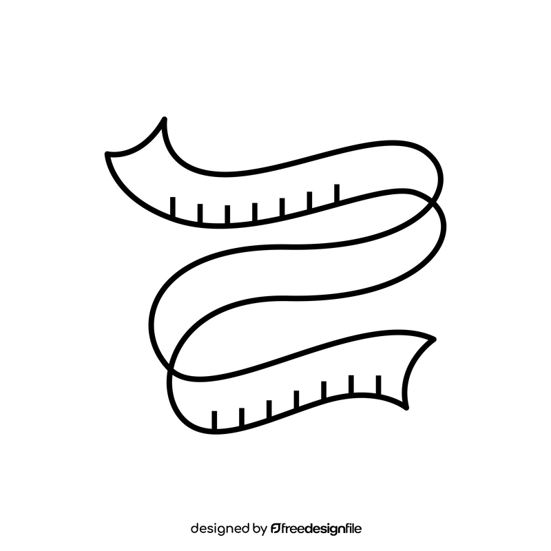 Tape measurement drawing black and white clipart