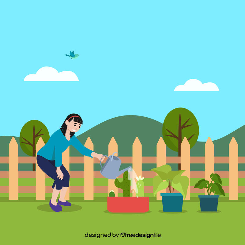 Watering plant vector