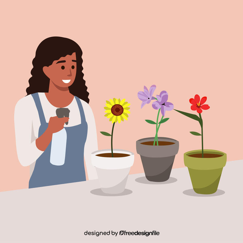 Woman spraying flower vector