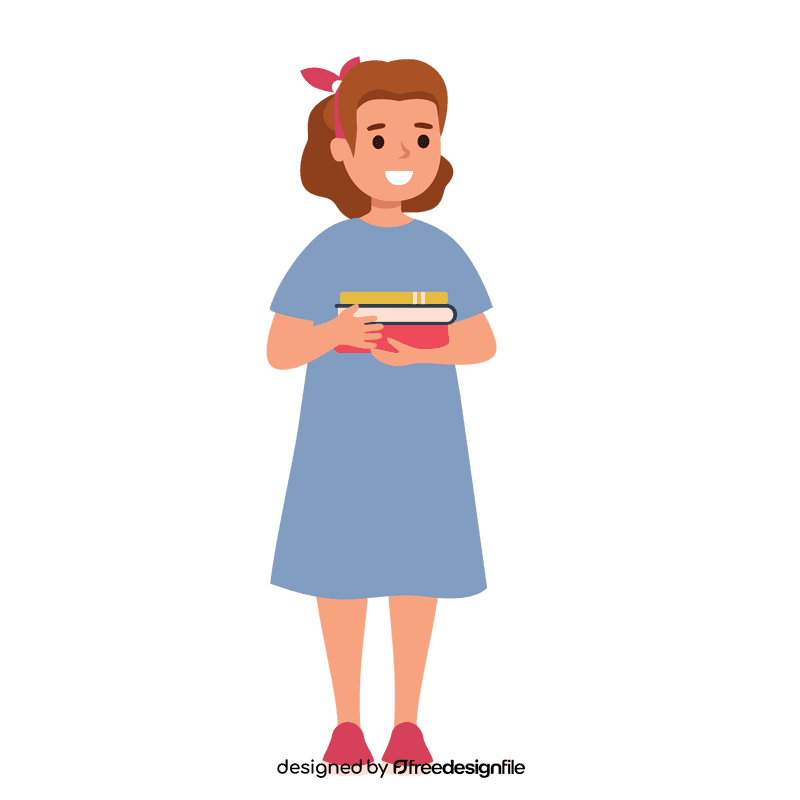 LIttle girl holding book clipart
