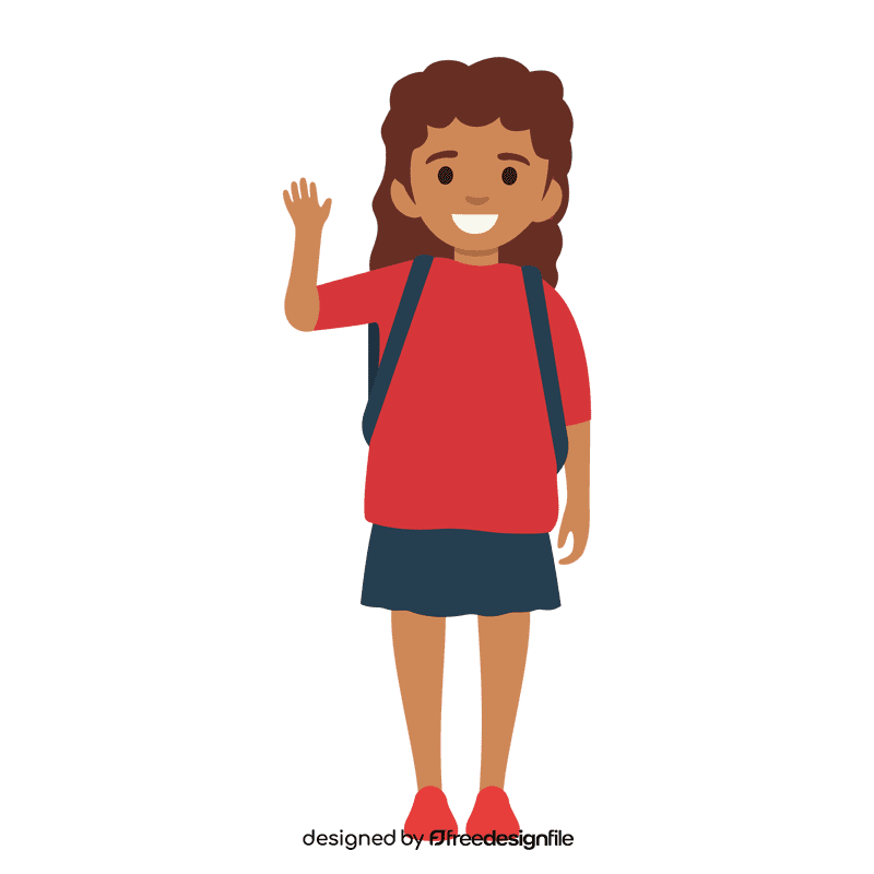 Little girl waving hello clipart