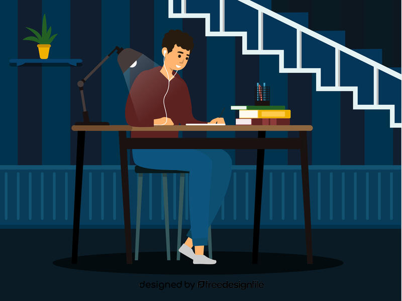 Boy doing homework vector